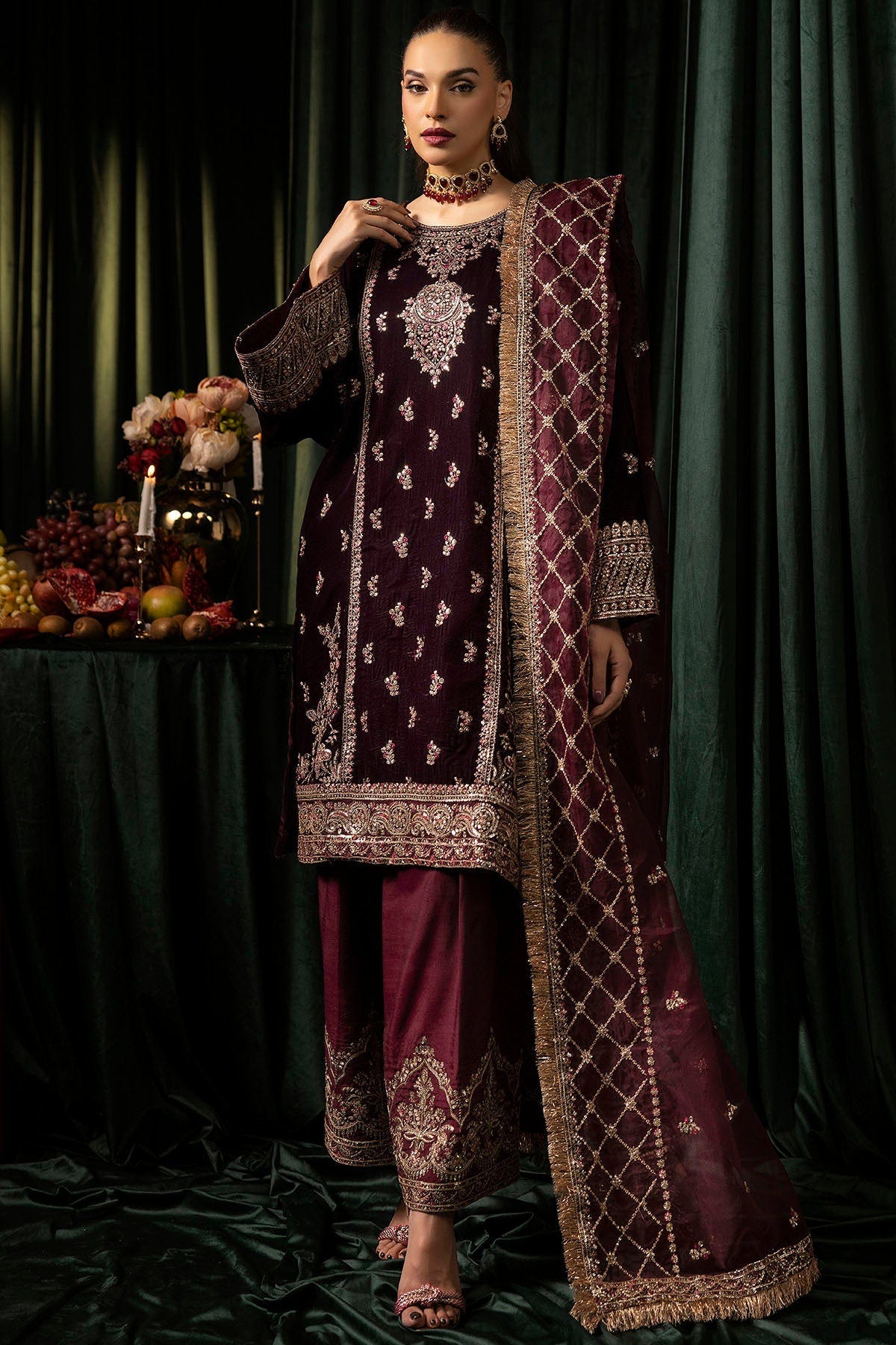 Motifz | Velvet Formals | 5095-MAZNEEN -  Motifz Ladies Clothes - Original Designer Dress - House of Maryam