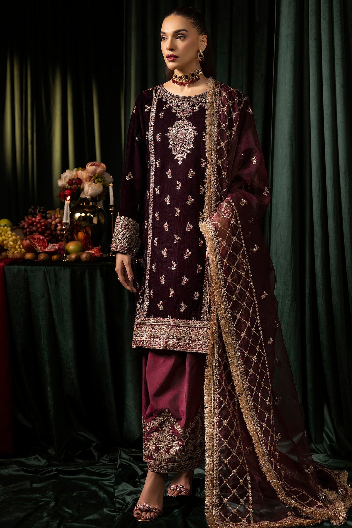 Motifz | Velvet Formals | 5095-MAZNEEN -  Motifz Ladies Clothes - Original Designer Dress - House of Maryam