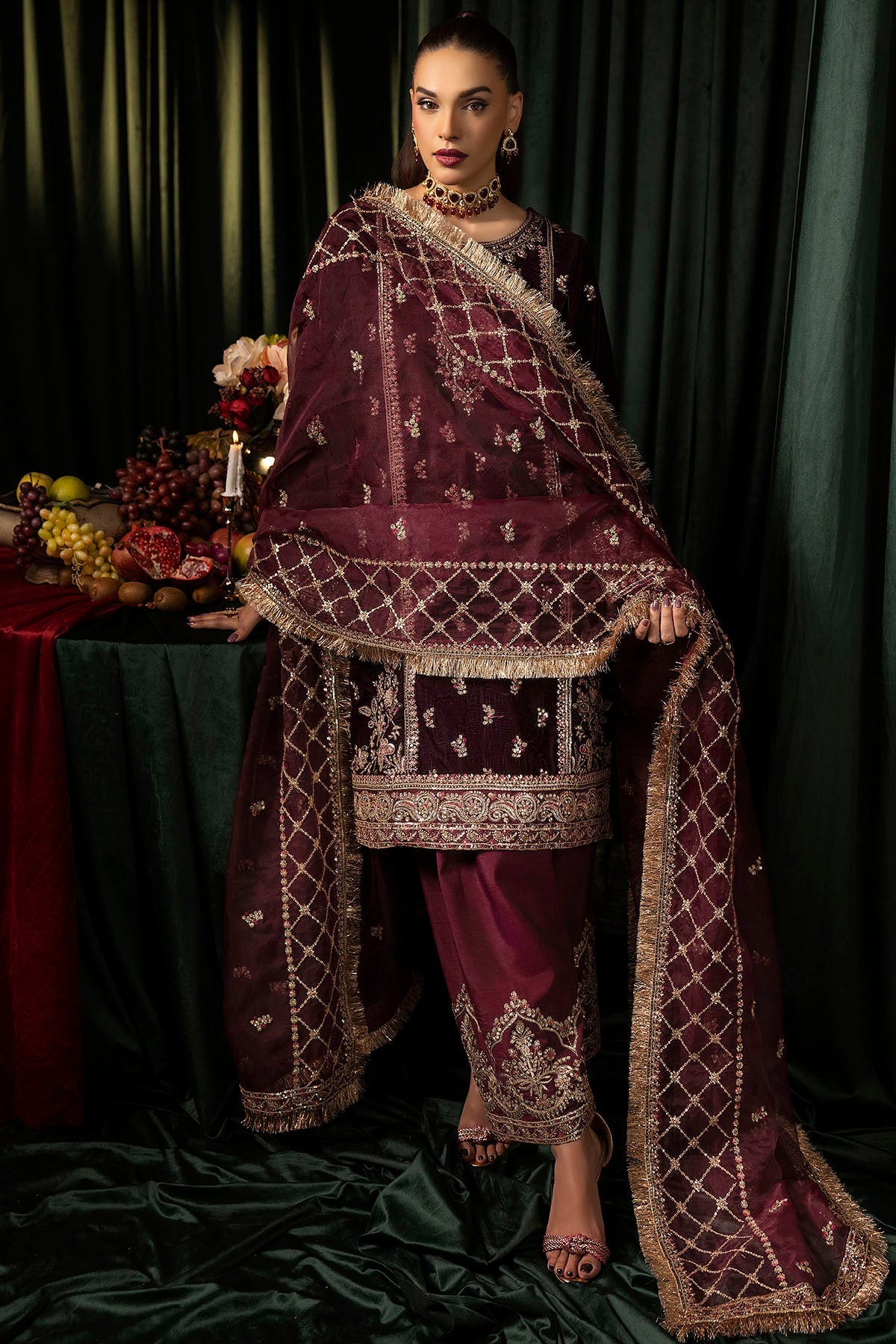 Motifz | Velvet Formals | 5095-MAZNEEN -  Motifz Ladies Clothes - Original Designer Dress - House of Maryam