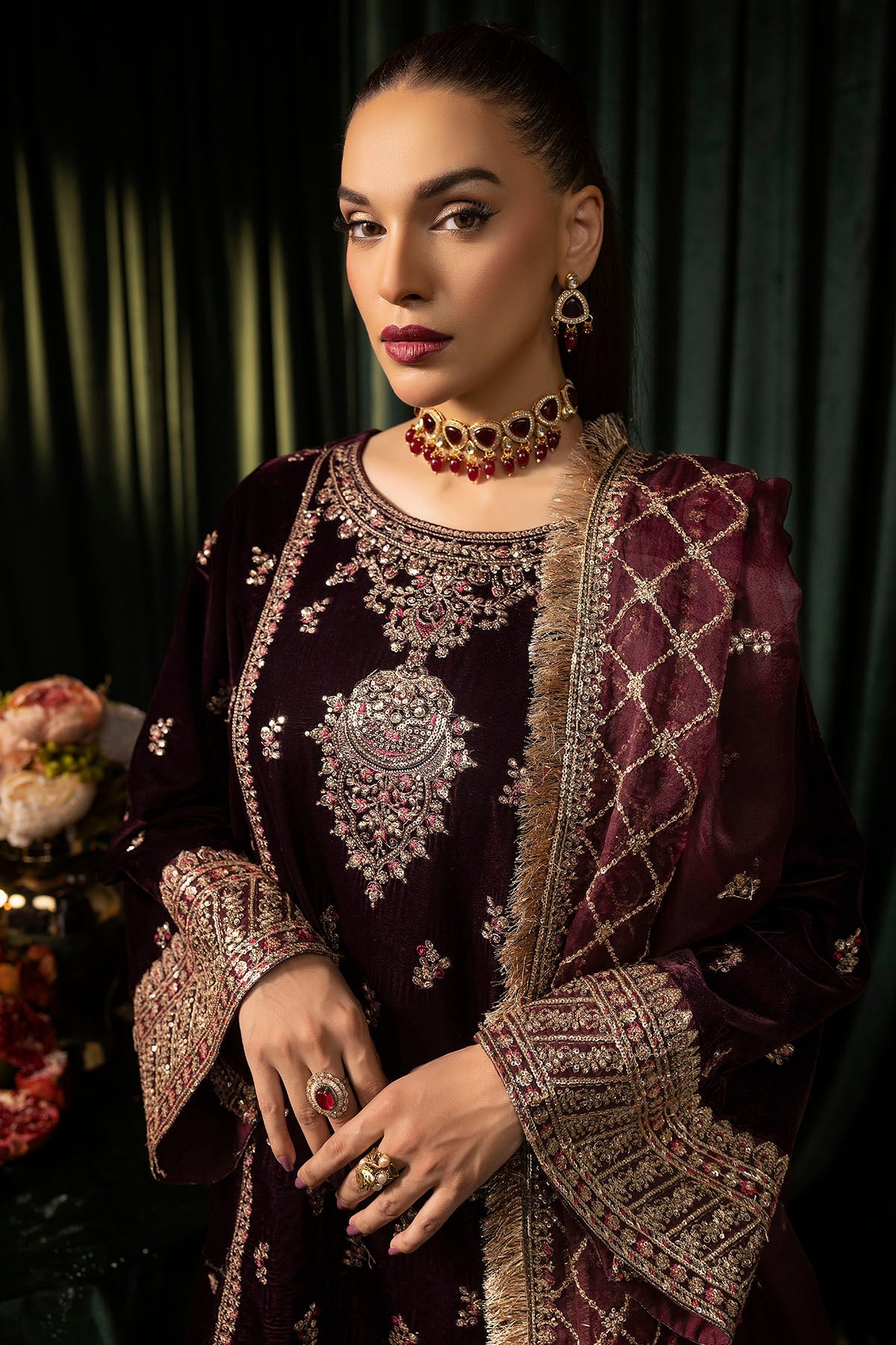 Motifz | Velvet Formals | 5095-MAZNEEN -  Motifz Ladies Clothes - Original Designer Dress - House of Maryam