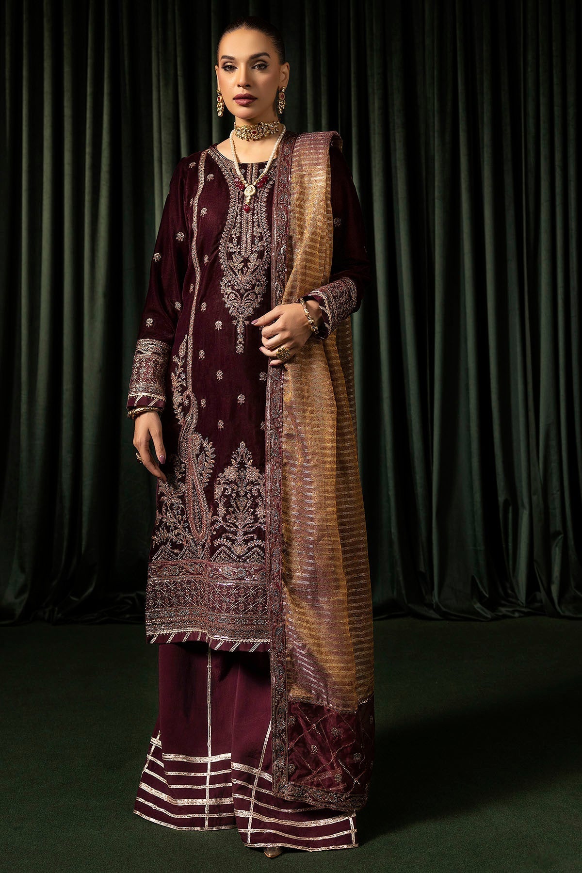 Motifz | Velvet Formals | 5096-DAISHA -  Motifz Ladies Clothes - Original Designer Dress - House of Maryam
