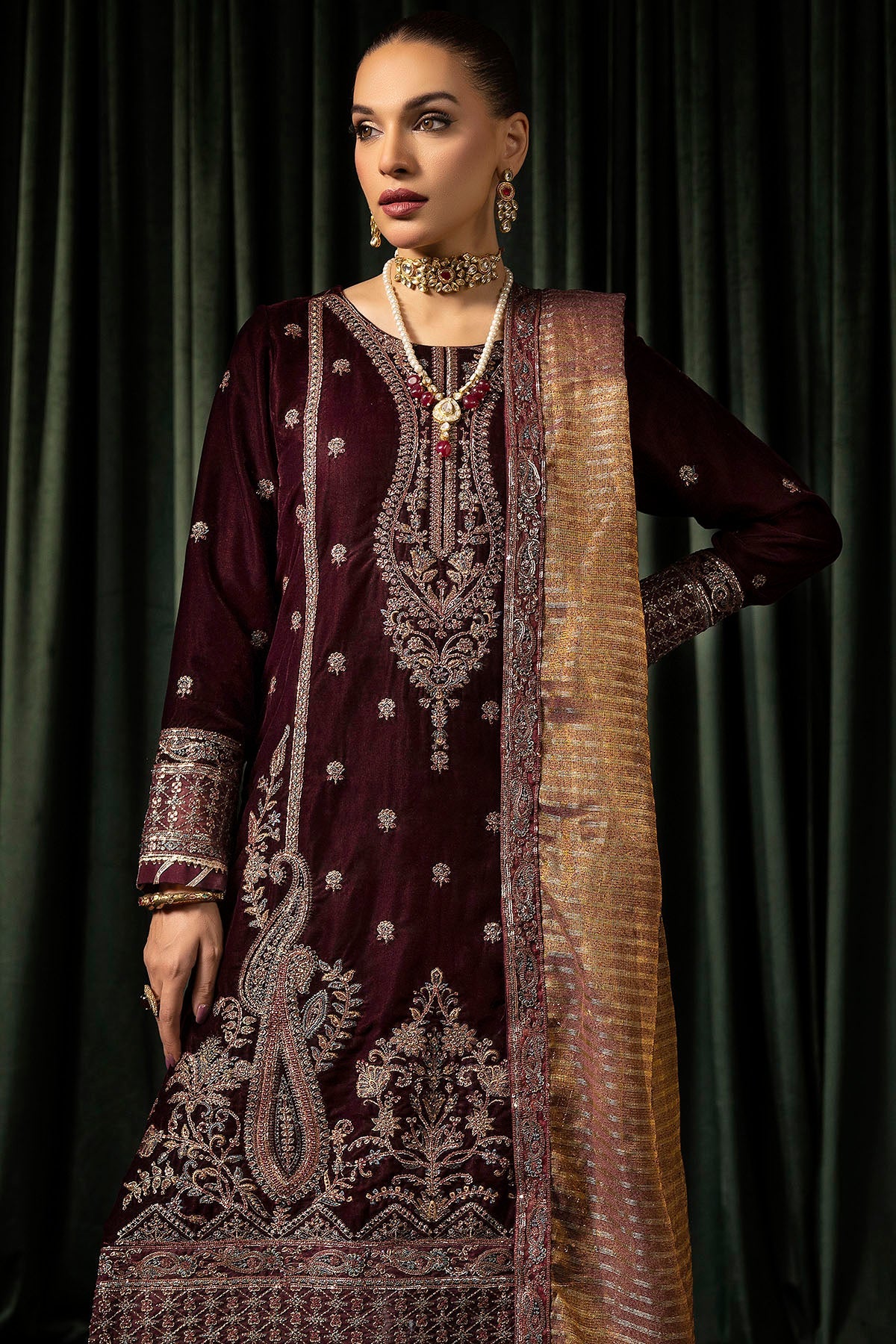 Motifz | Velvet Formals | 5096-DAISHA -  Motifz Ladies Clothes - Original Designer Dress - House of Maryam