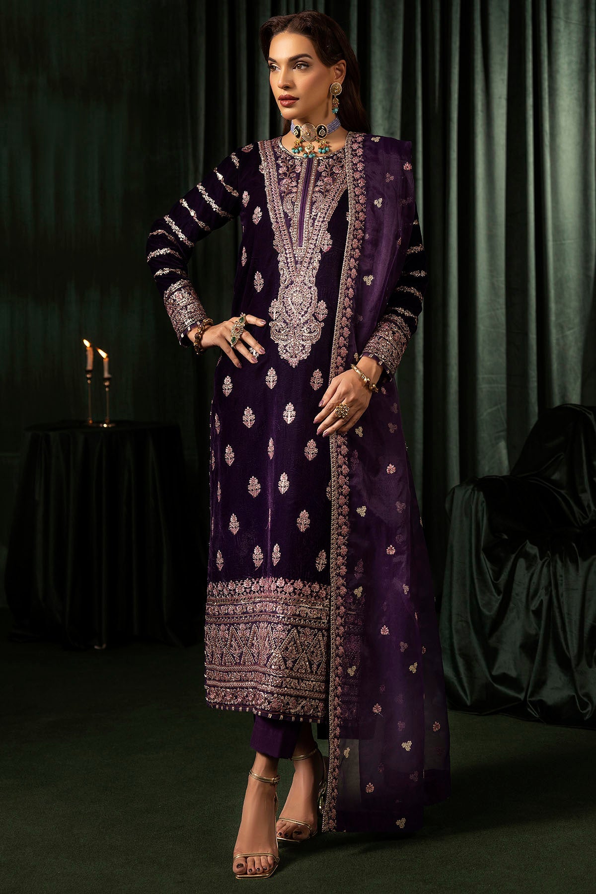 Motifz | Velvet Formals | 5100-IRHA -  Motifz Ladies Clothes - Original Designer Dress - House of Maryam