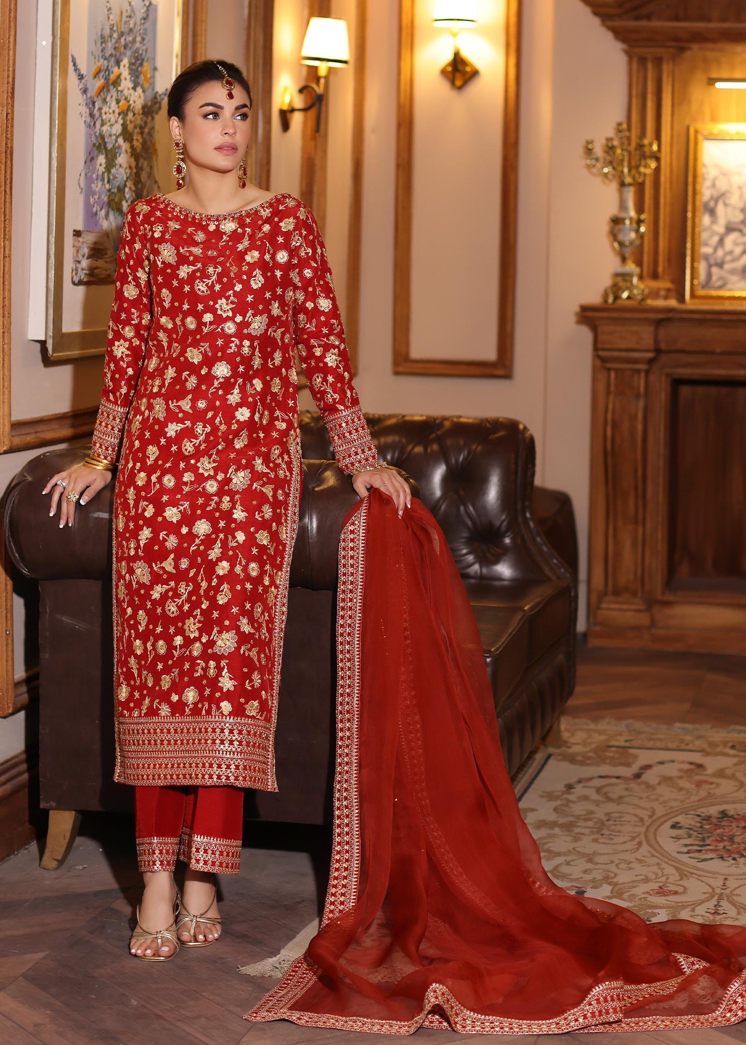 Waqas Shah | Meh-E-Nur | RED ROSE by Designer Waqas Shah - House of Maryam - Pakistani Designer Ethnic Wear in {{ shop.shopifyCountryName }}