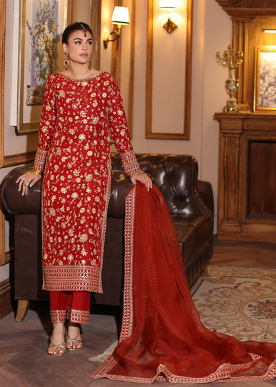 Waqas Shah | Meh-E-Nur | RED ROSE -  Waqas Shah Bridal - Original Designer Dress - House of Maryam