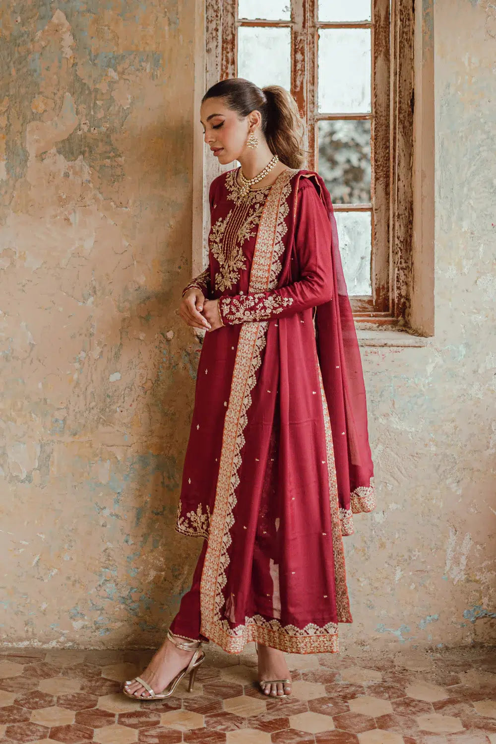 Azure | Embroidered Formals | Majestic Rouge -  Azure Formal - Original Designer Dress - House of Maryam