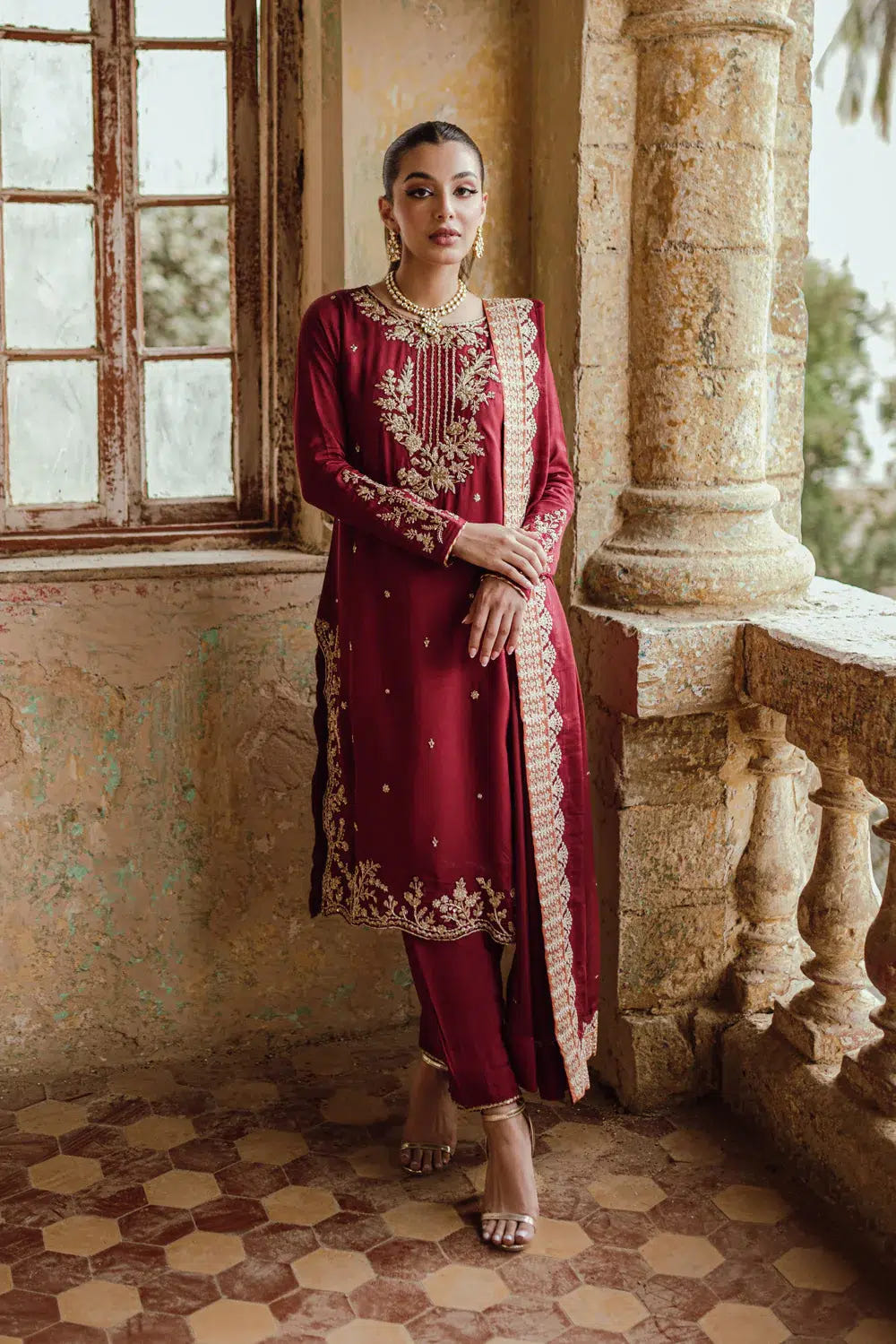 Azure | Embroidered Formals | Majestic Rouge -  Azure Formal - Original Designer Dress - House of Maryam