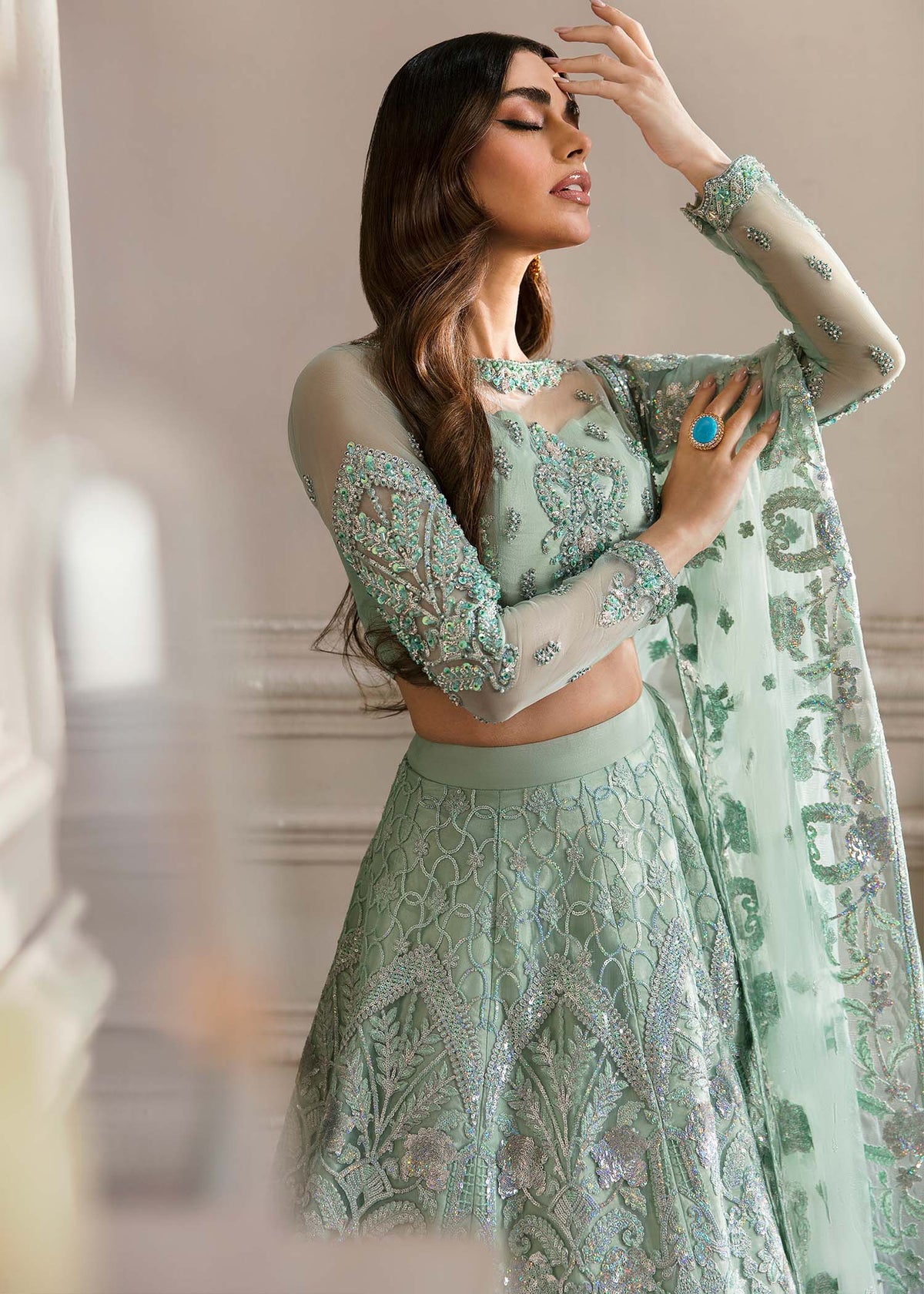 Waqas Shah | Malika - E - Elizabeth | BLUE MIST -  Waqas Shah Formal - Original Designer Dress - House of Maryam