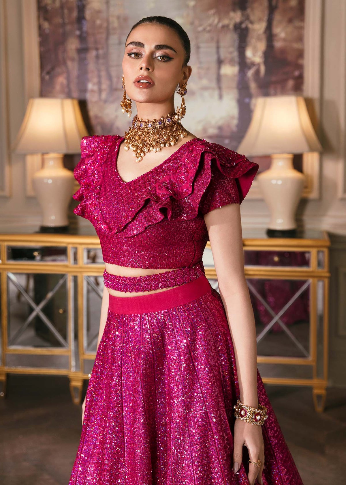 Waqas Shah | Malika - E - Elizabeth | FUCHSIA -  Waqas Shah Formal - Original Designer Dress - House of Maryam