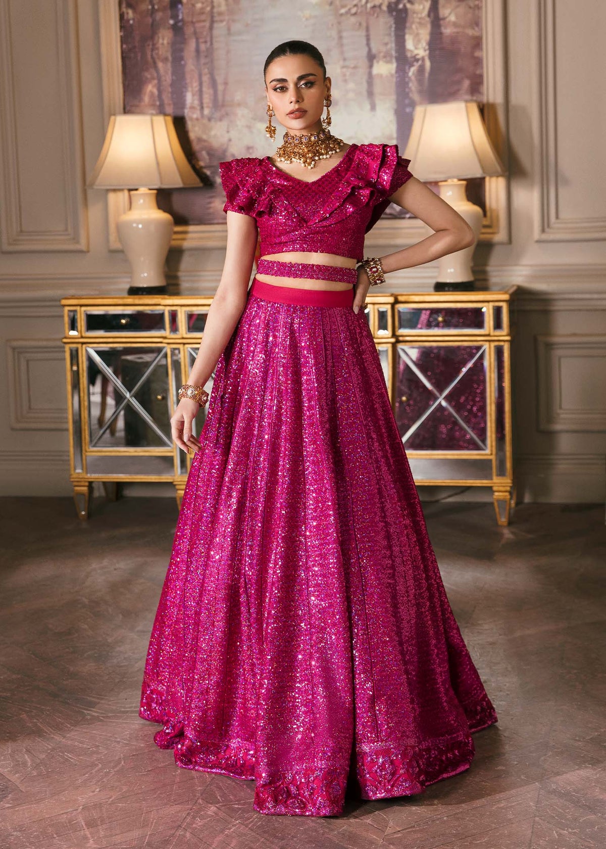 Waqas Shah | Malika - E - Elizabeth | FUCHSIA -  Waqas Shah Formal - Original Designer Dress - House of Maryam