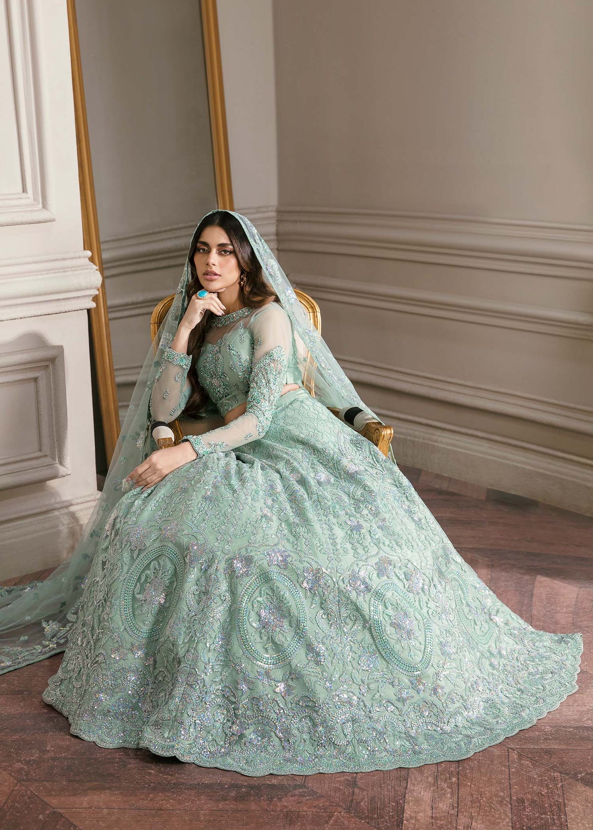Waqas Shah | Malika - E - Elizabeth | BLUE MIST -  Waqas Shah Formal - Original Designer Dress - House of Maryam