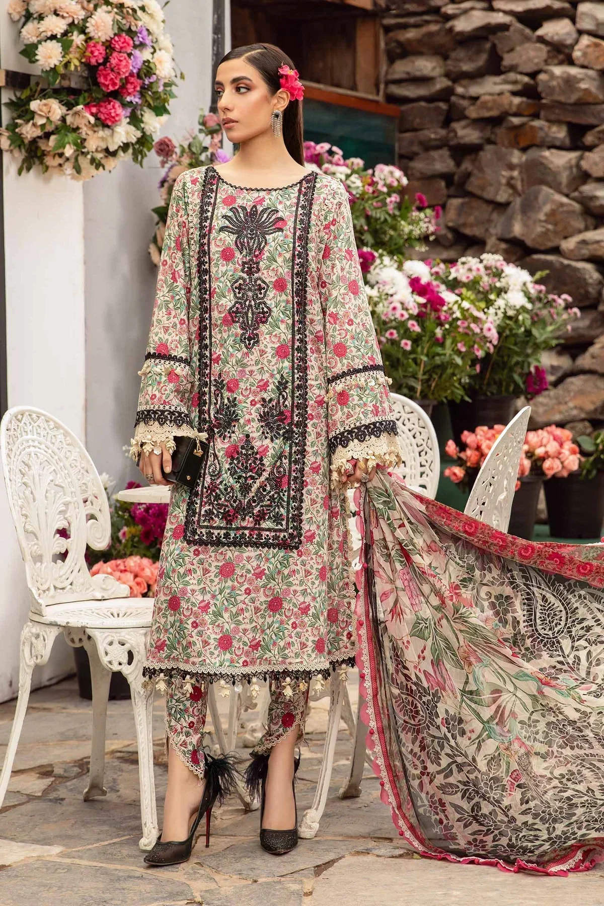 Maria B | M Prints Spring 24 | MPT-2113-A -  Maria B Luxury - Original Designer Dress - House of Maryam