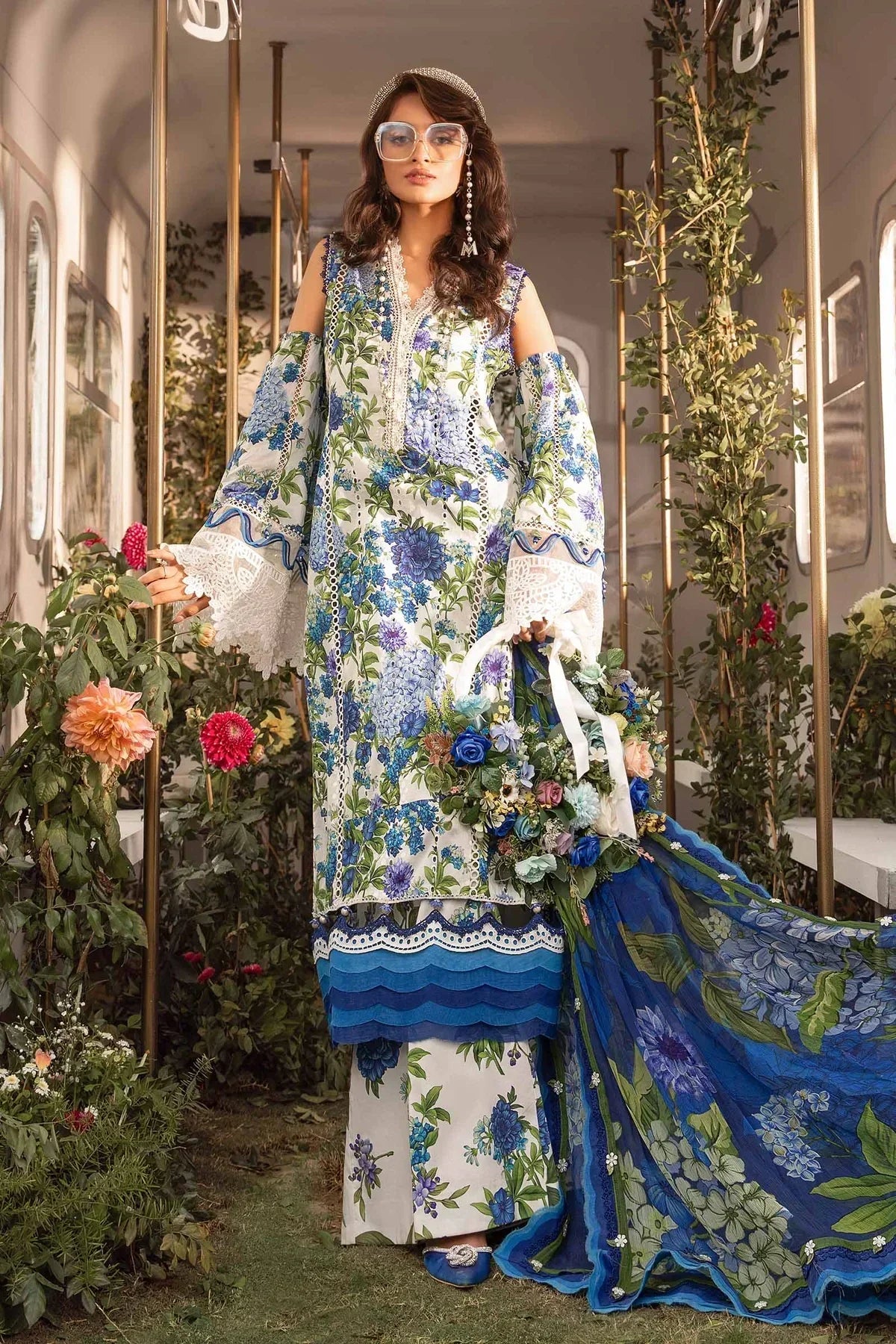 Maria B | M Prints Spring 24 | MPT-2102-B -  Maria B Luxury - Original Designer Dress - House of Maryam
