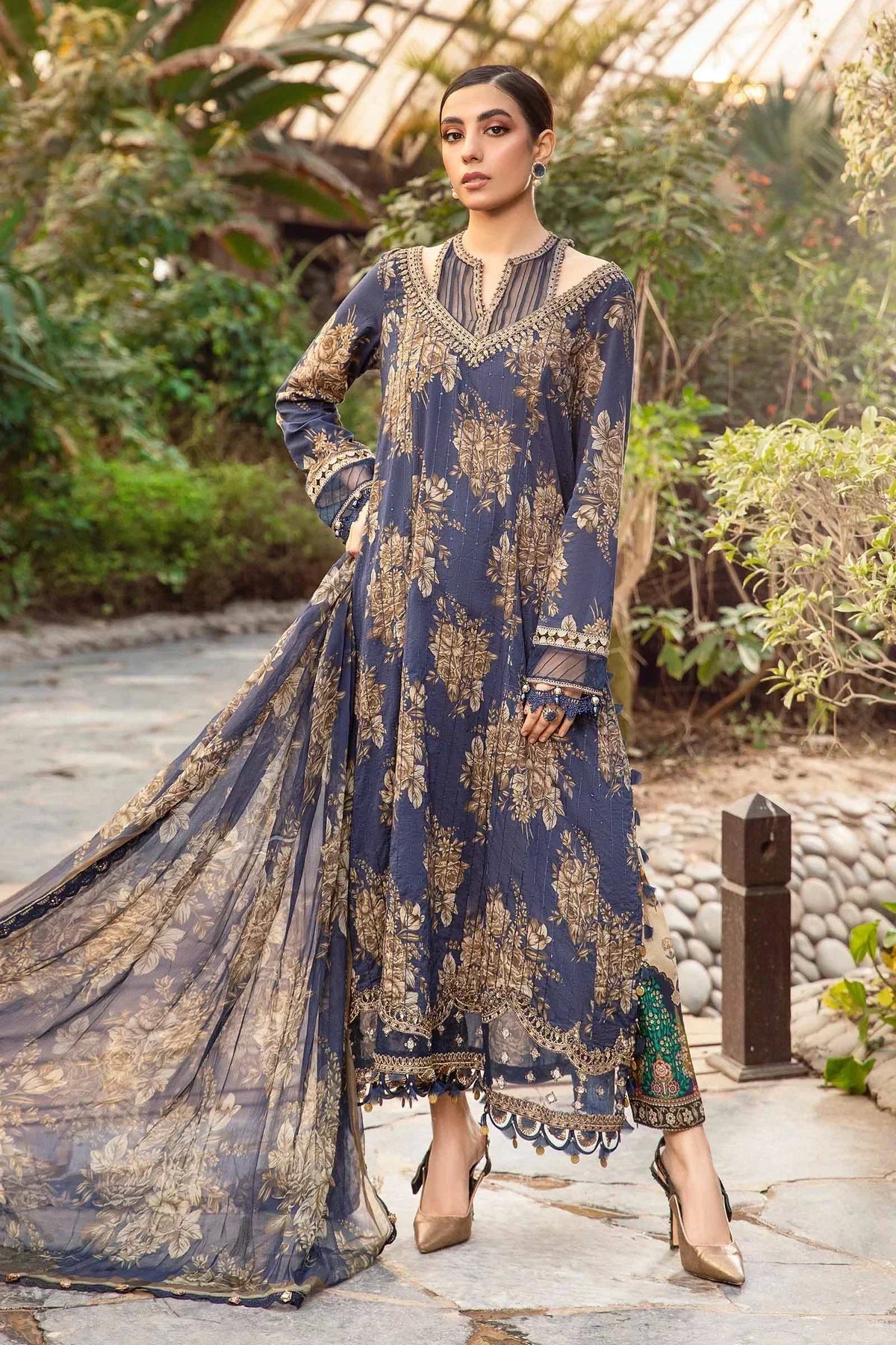 Maria B | M Prints Spring 24 | MPT-2110-B -  Maria B Luxury - Original Designer Dress - House of Maryam