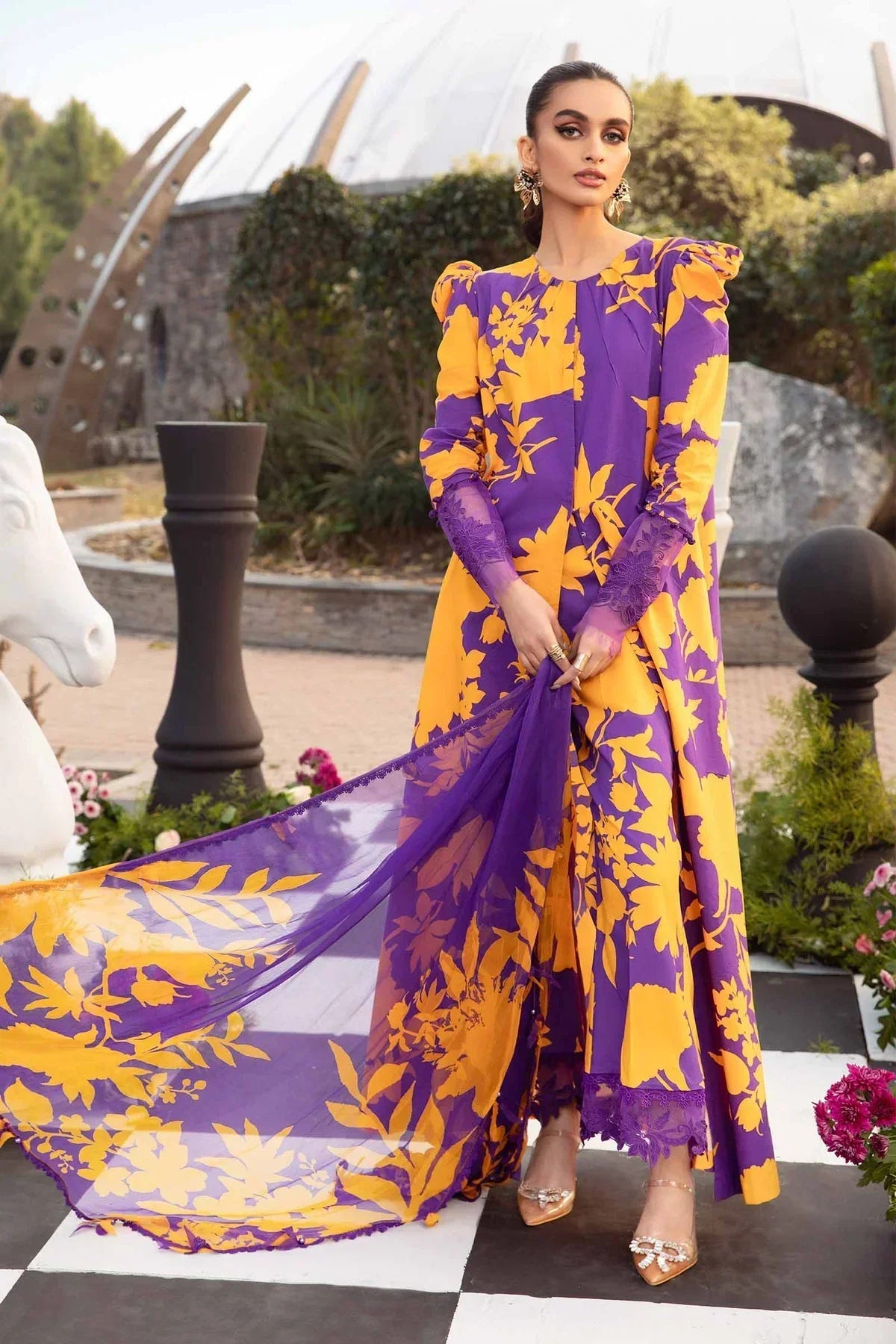 Maria B | M Prints Spring 24 | MPT-2111-A -  Maria B Luxury - Original Designer Dress - House of Maryam