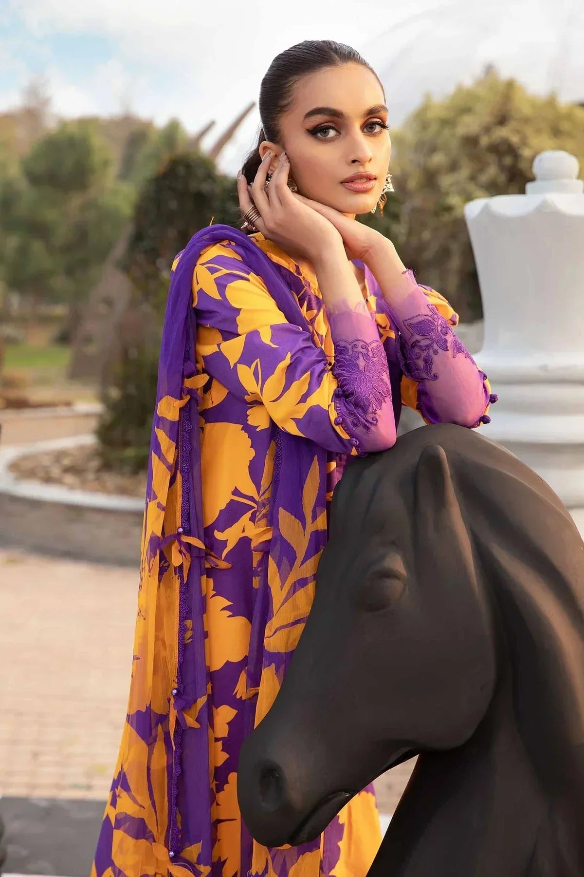Maria B | M Prints Spring 24 | MPT-2111-A -  Maria B Luxury - Original Designer Dress - House of Maryam