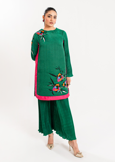 Maria Osama Khan | Claire Pleated Silk | Ivy -  Maria Osama Khan Formal - Original Designer Dress - House of Maryam