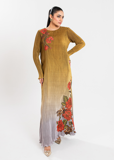 Maria Osama Khan | Claire Pleated Silk | Honeycomb -  Maria Osama Khan Formal - Original Designer Dress - House of Maryam