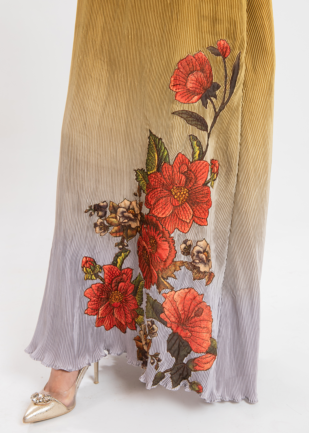 Maria Osama Khan | Claire Pleated Silk | Honeycomb -  Maria Osama Khan Formal - Original Designer Dress - House of Maryam