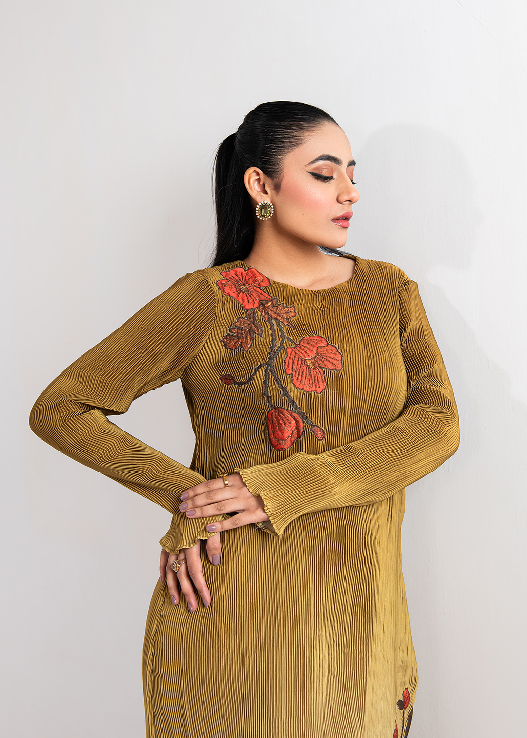 Maria Osama Khan | Claire Pleated Silk | Honeycomb by Designer Maria Osama Khan - House of Maryam - Pakistani Designer Ethnic Wear in {{ shop.shopifyCountryName }}