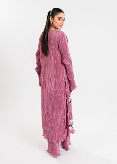 Maria Osama Khan | Claire Pleated Silk | Rosy -  Maria Osama Khan Formal - Original Designer Dress - House of Maryam