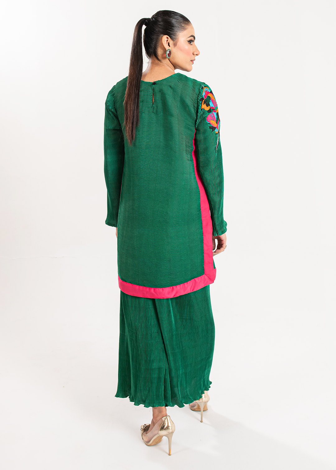 Maria Osama Khan | Claire Pleated Silk | Ivy -  Maria Osama Khan Formal - Original Designer Dress - House of Maryam