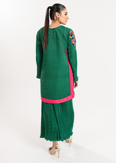 Maria Osama Khan | Claire Pleated Silk | Ivy -  Maria Osama Khan Formal - Original Designer Dress - House of Maryam
