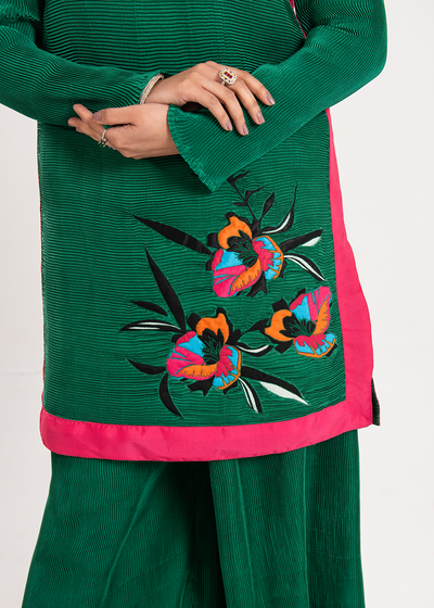 Maria Osama Khan | Claire Pleated Silk | Ivy -  Maria Osama Khan Formal - Original Designer Dress - House of Maryam
