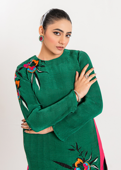 Maria Osama Khan | Claire Pleated Silk | Ivy -  Maria Osama Khan Formal - Original Designer Dress - House of Maryam