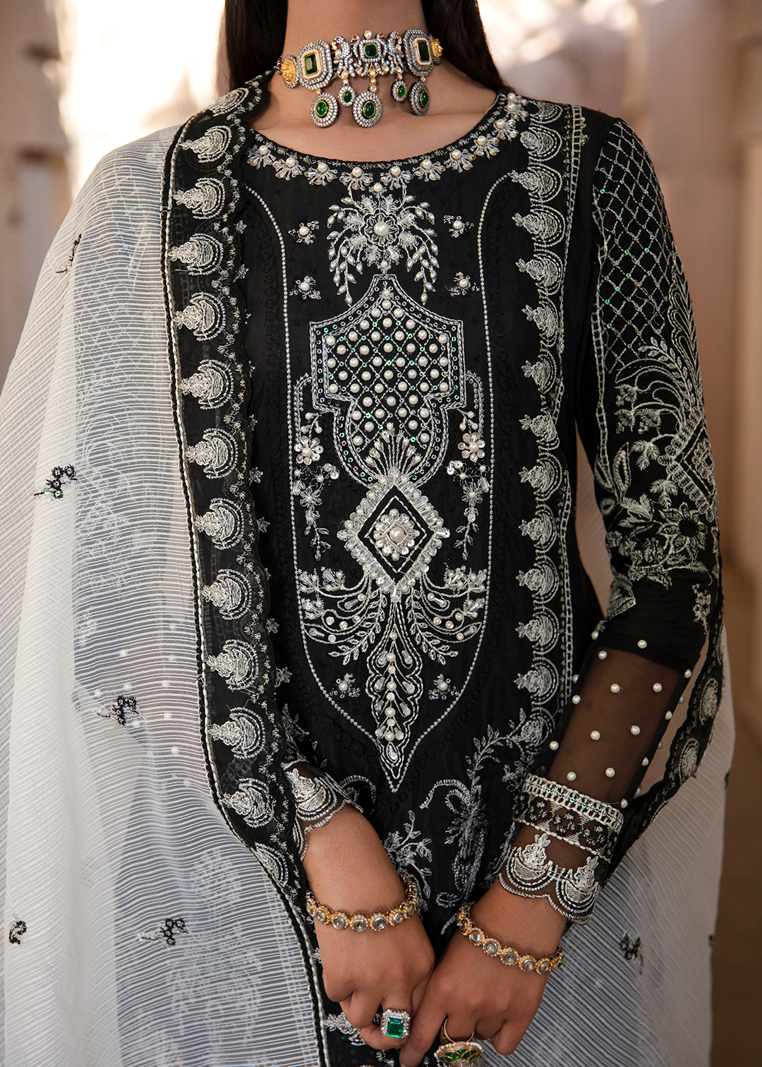 Maria Osama Khan | Rang e Noor Eid Edit | Neel Kamal-Black -  Maria Osama Khan Formal - Original Designer Dress - House of Maryam