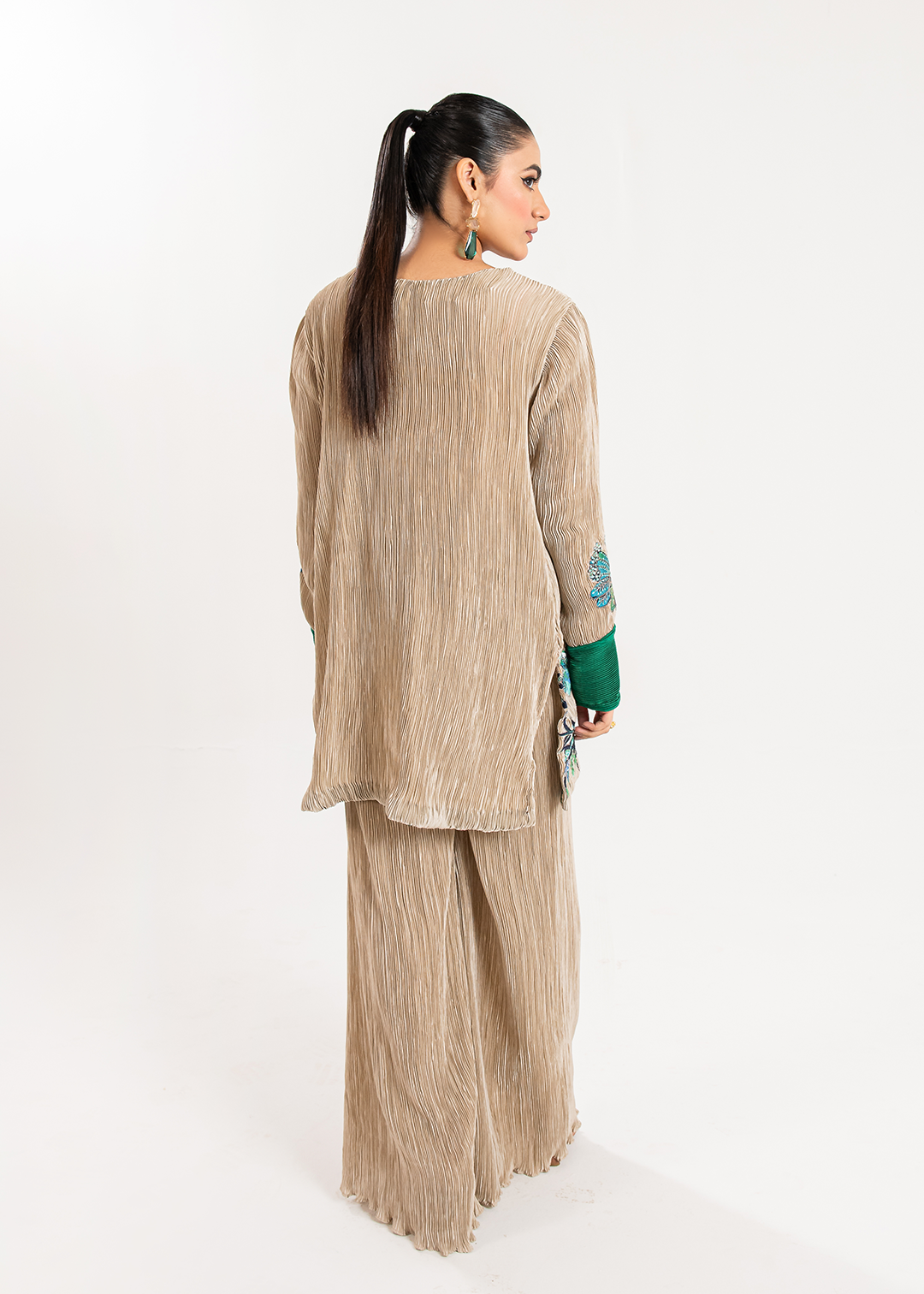 Maria Osama Khan | Claire Pleated Silk | Stardust -  Maria Osama Khan Formal - Original Designer Dress - House of Maryam
