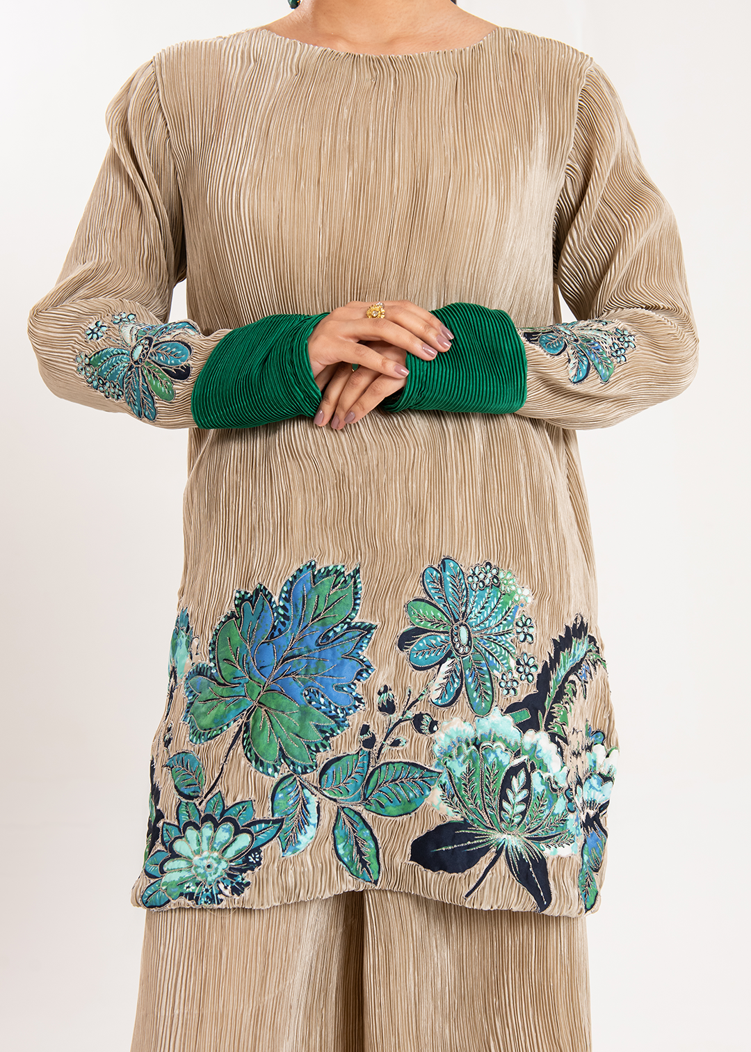 Maria Osama Khan | Claire Pleated Silk | Stardust -  Maria Osama Khan Formal - Original Designer Dress - House of Maryam