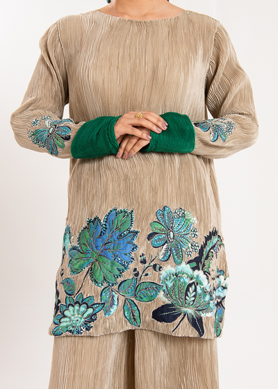 Maria Osama Khan | Claire Pleated Silk | Stardust -  Maria Osama Khan Formal - Original Designer Dress - House of Maryam