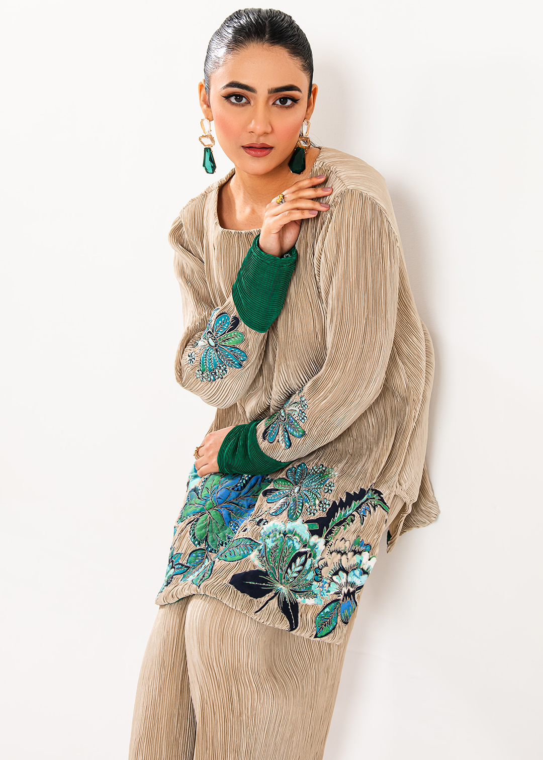 Maria Osama Khan | Claire Pleated Silk | Stardust -  Maria Osama Khan Formal - Original Designer Dress - House of Maryam