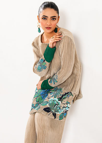 Maria Osama Khan | Claire Pleated Silk | Stardust -  Maria Osama Khan Formal - Original Designer Dress - House of Maryam
