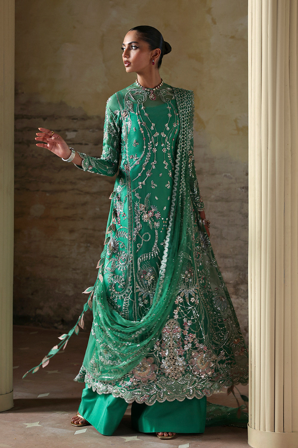 Soraya Maristella mazari green organza formal suit