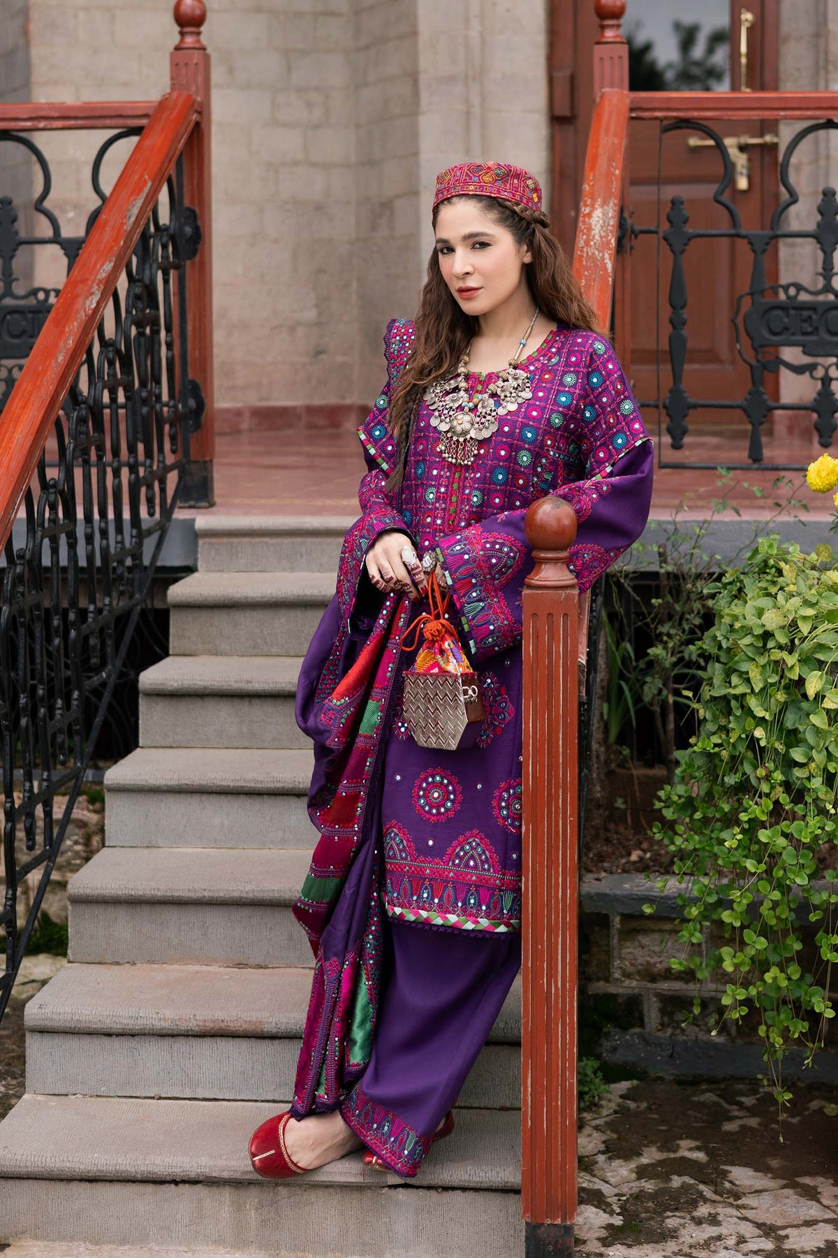 Maryam Hussain | Silk Edit |  Plum -  Maryam Hussain Ladies Clothes - Original Designer Dress - House of Maryam
