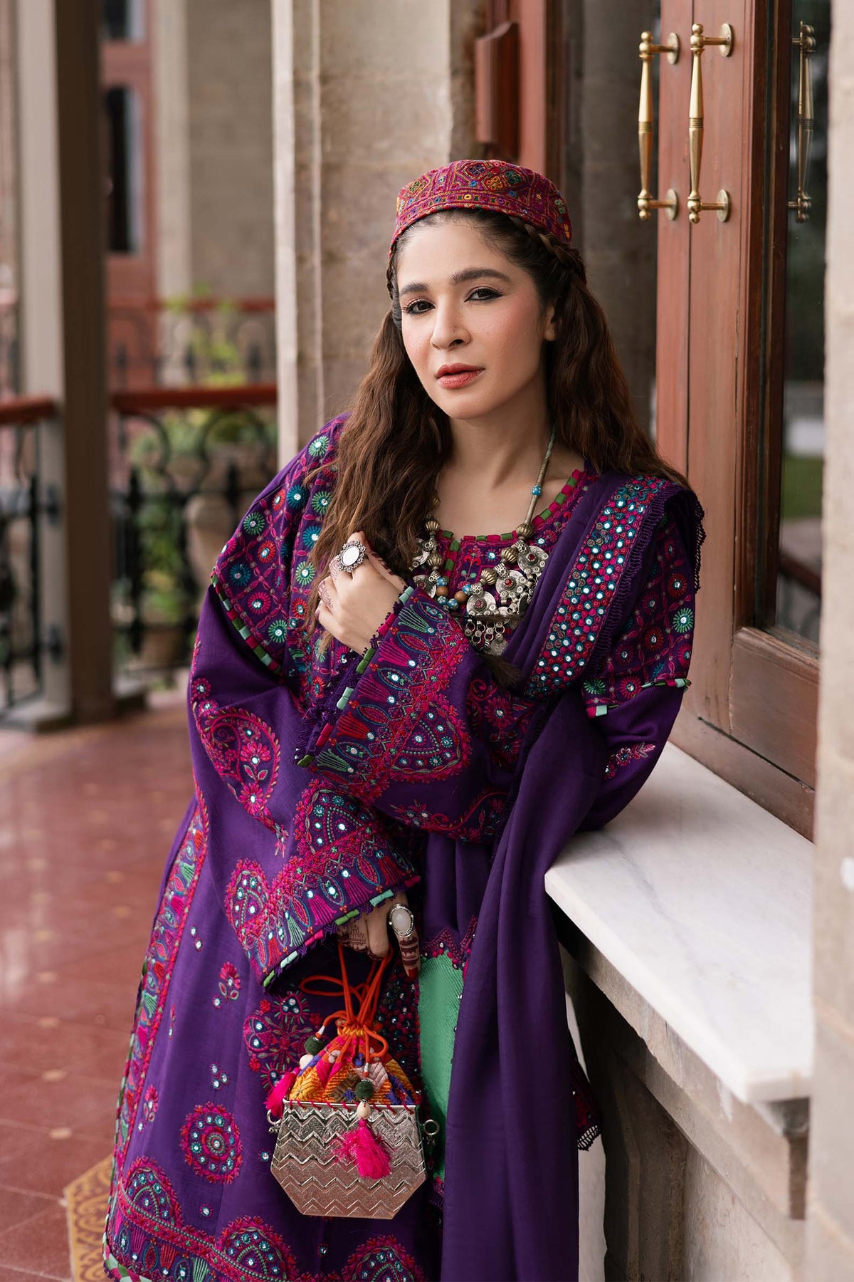Maryam Hussain | Silk Edit |  Plum -  Maryam Hussain Ladies Clothes - Original Designer Dress - House of Maryam
