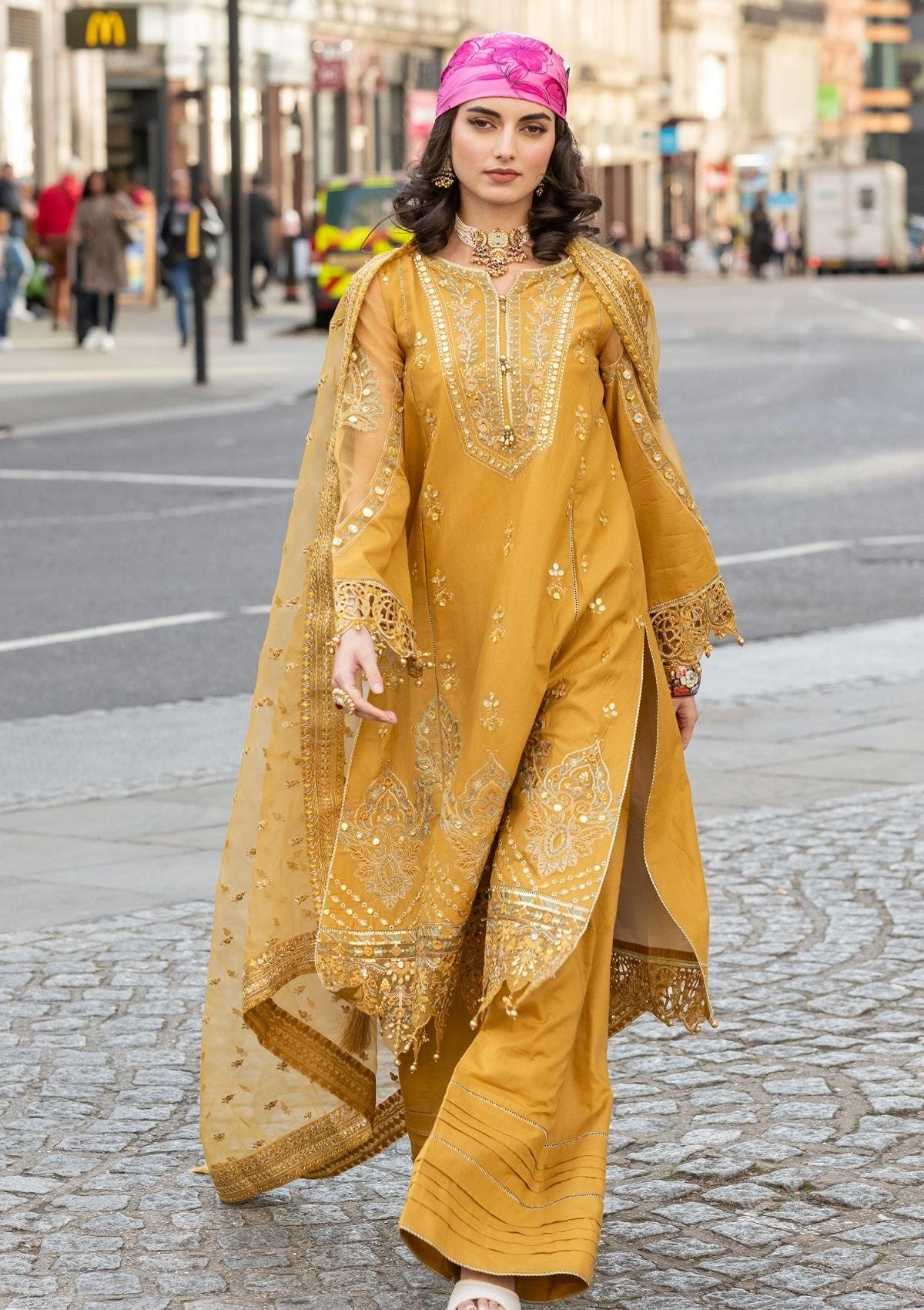 Meem | Luxury Eid Lawn 24 | MD-03 MUSTARD -  Meem Luxury - Original Designer Dress - House of Maryam
