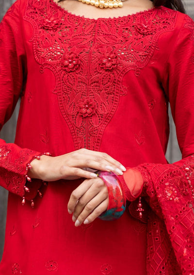 Meem | Luxury Eid Lawn 24 | MD-10 RED -  Meem Luxury - Original Designer Dress - House of Maryam
