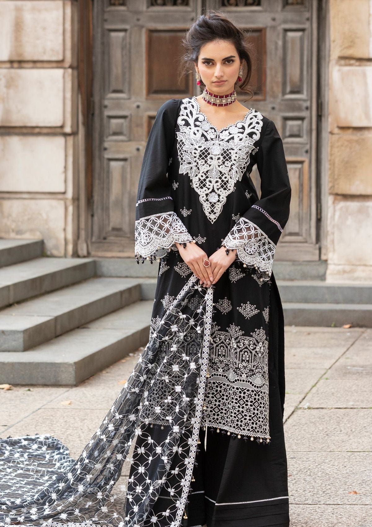 Meem | Luxury Eid Lawn 24 | MD-01 BLACK -  Meem Luxury - Original Designer Dress - House of Maryam
