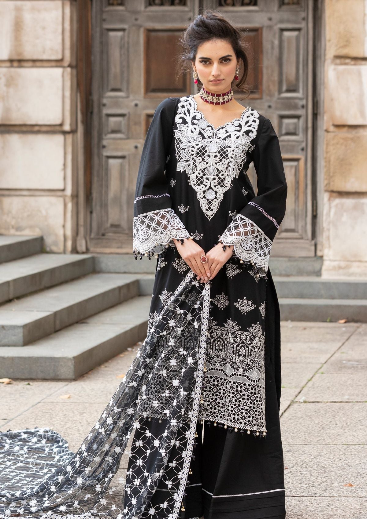 Meem | Luxury Eid Lawn 24 | MD-01 BLACK -  Meem Luxury - Original Designer Dress - House of Maryam