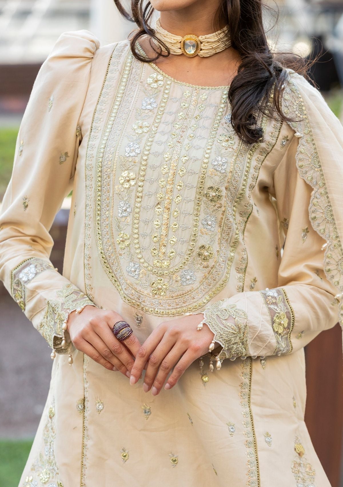 Meem | Luxury Eid Lawn 24 | MD-04 LIGHT SKIN -  Meem Luxury - Original Designer Dress - House of Maryam