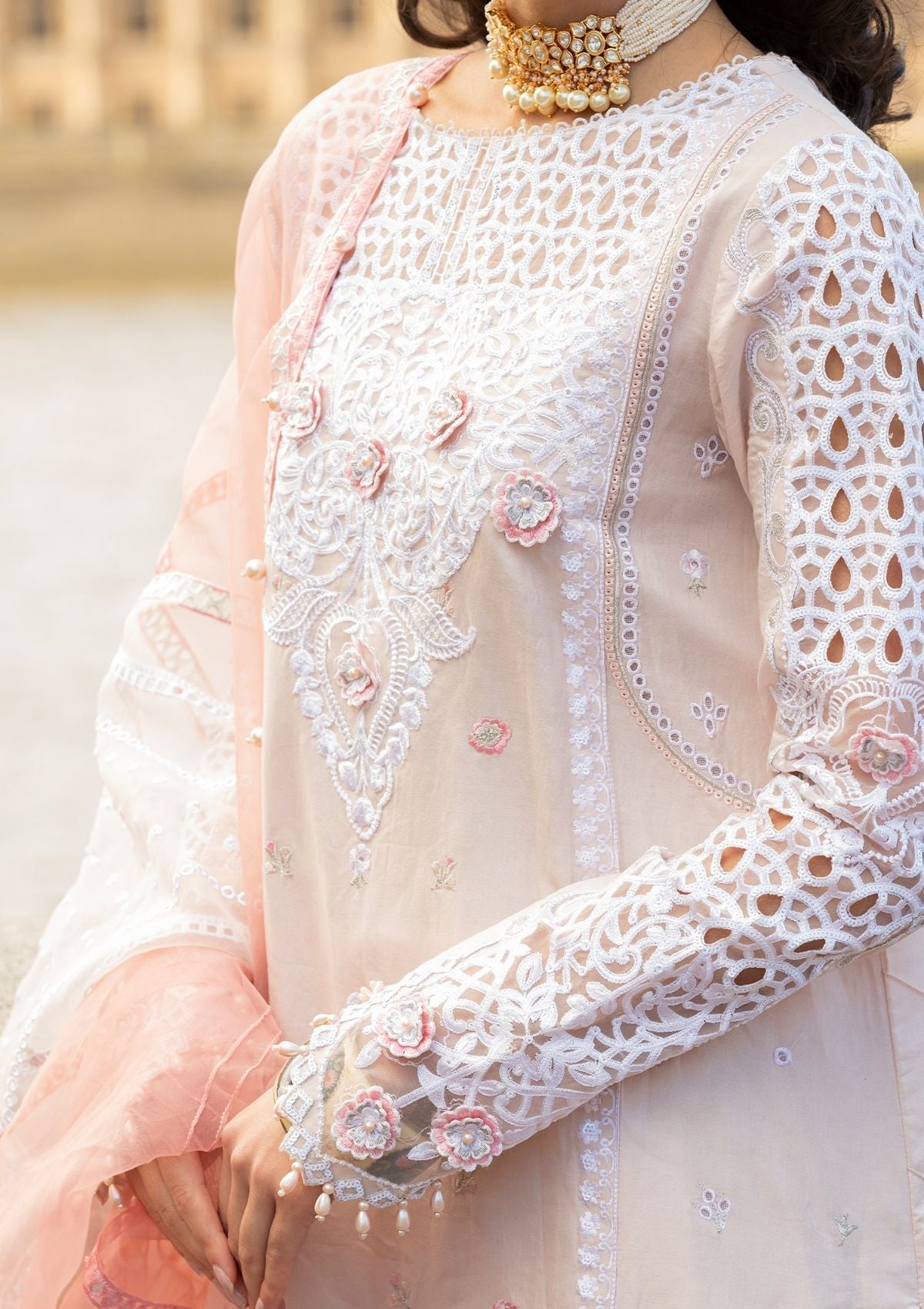 Meem | Luxury Eid Lawn 24 | MD-02 LIGHT PINK -  Meem Luxury - Original Designer Dress - House of Maryam