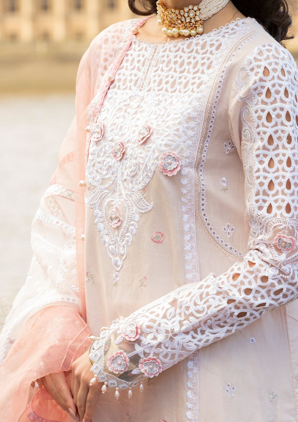 Meem | Luxury Eid Lawn 24 | MD-02 LIGHT PINK -  Meem Luxury - Original Designer Dress - House of Maryam
