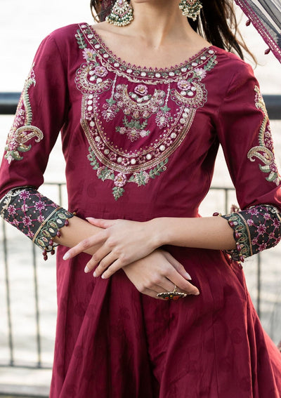 Meem | Luxury Eid Lawn 24 | MD-11 MAROON -  Meem Luxury - Original Designer Dress - House of Maryam