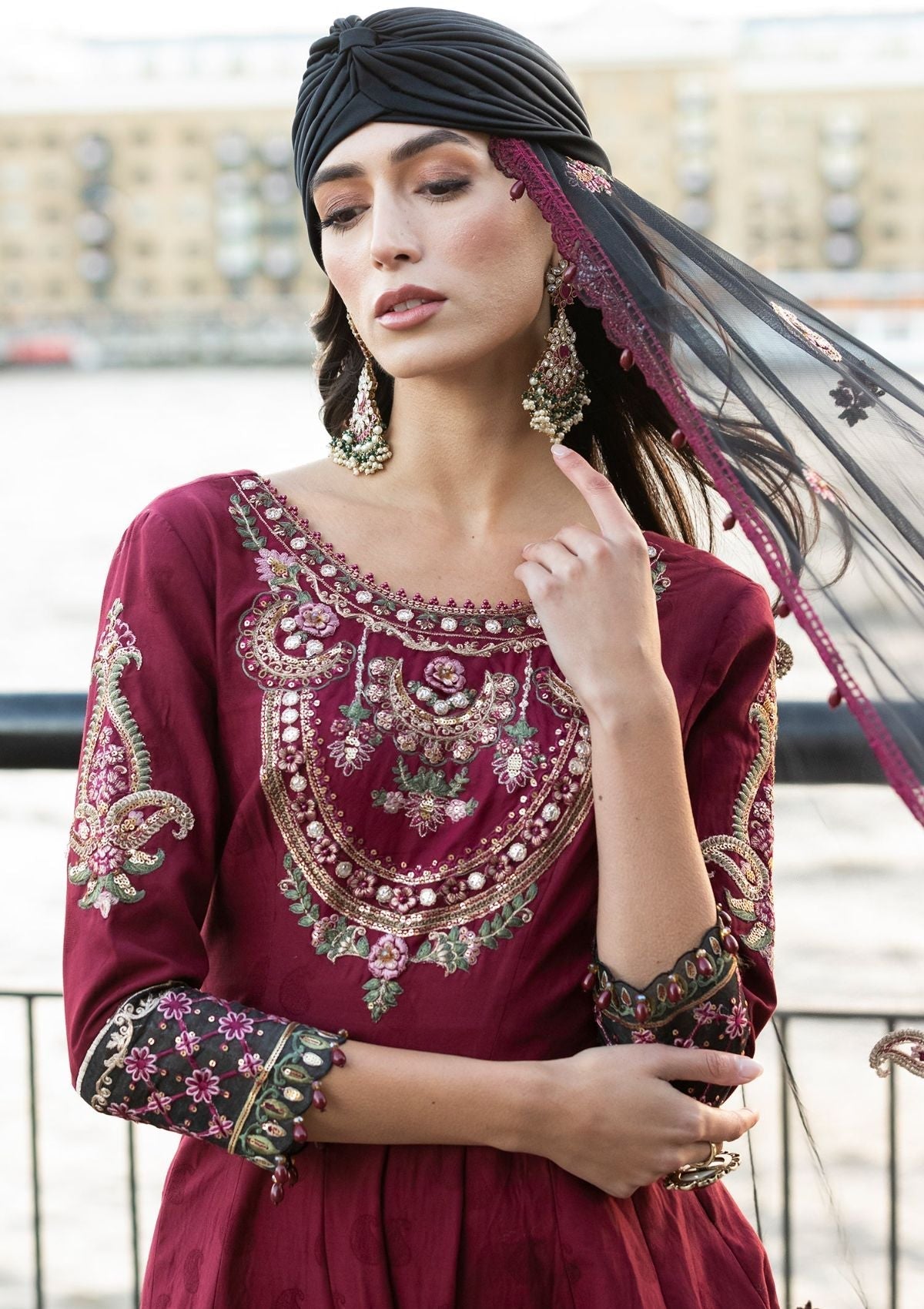 Meem | Luxury Eid Lawn 24 | MD-11 MAROON -  Meem Luxury - Original Designer Dress - House of Maryam