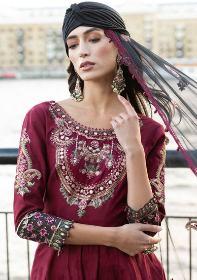 Meem | Luxury Eid Lawn 24 | MD-11 MAROON -  Meem Luxury - Original Designer Dress - House of Maryam