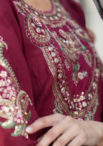 Meem | Luxury Eid Lawn 24 | MD-11 MAROON -  Meem Luxury - Original Designer Dress - House of Maryam