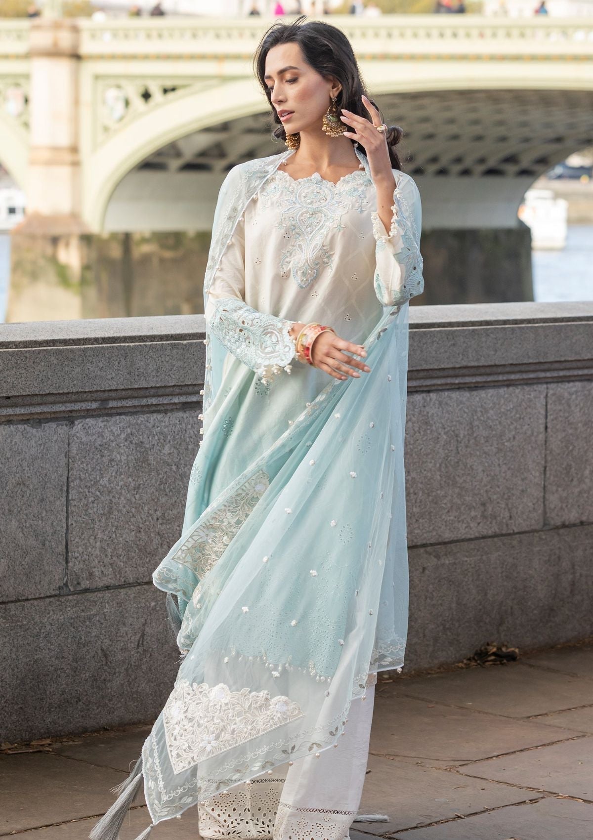 Meem | Luxury Eid Lawn 24 | MD-07 BLUE -  Meem Luxury - Original Designer Dress - House of Maryam
